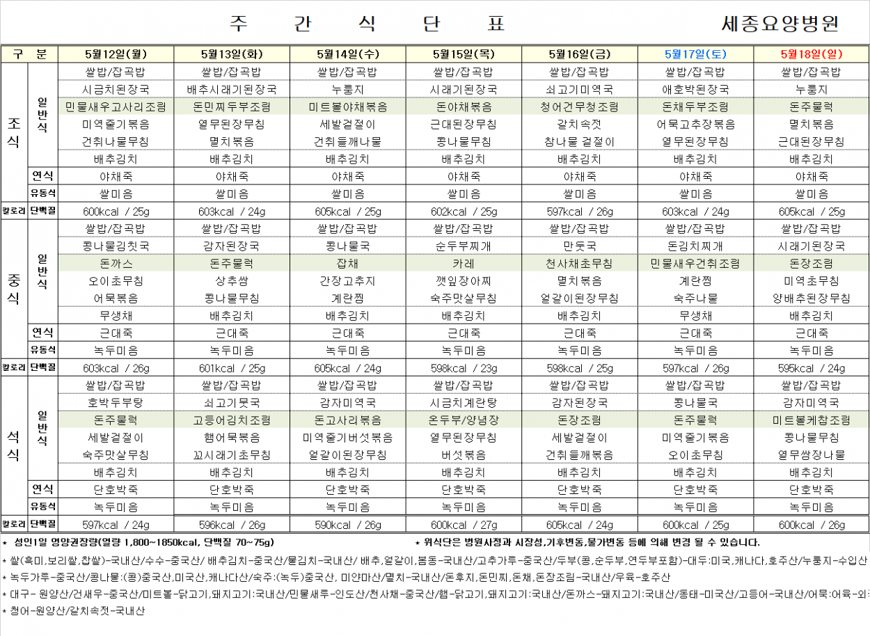 세종요양병원 25년 5월 둘째 주 식단표 첨부이미지 : 5월_ 둘쨰주.png