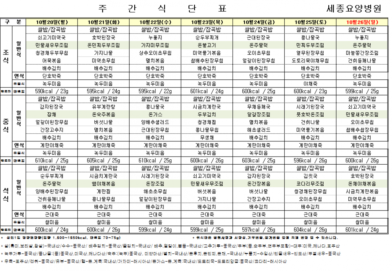 세종요양병원 10월 넷째 주 식단표(25/10/20~10/26) 첨부이미지 : 20251020_085731.png