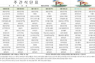 세종요양병원 3월 둘째 주 식단표(26/03/09~03/15)