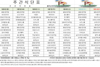 세종요양병원 5월 첫째 주 식단표(26/05/04~05/10)