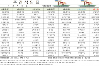 세종요양병원 10월 첫째 주 식단표(26/10/05~10/11)